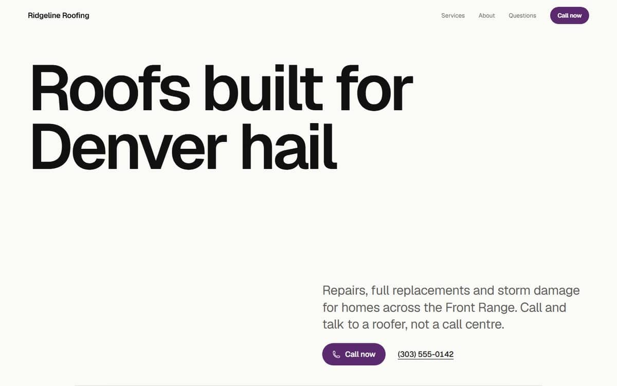 Gallery template, desktop view