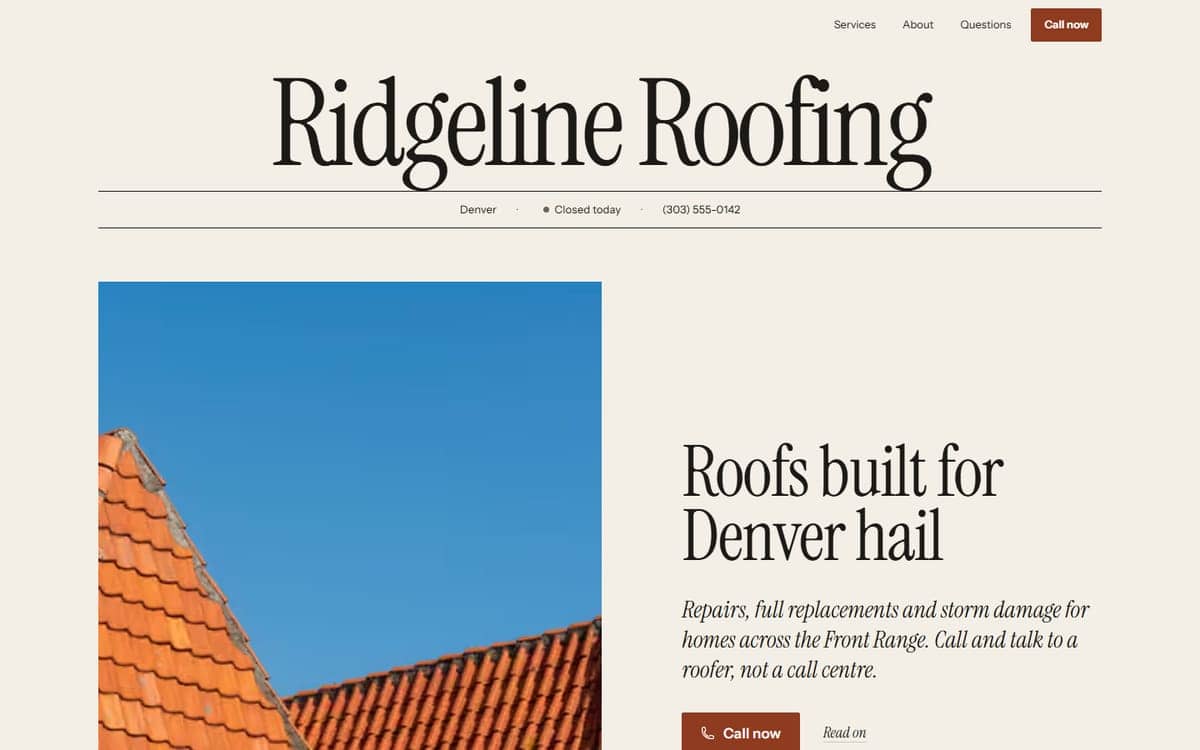 Editorial template, desktop view